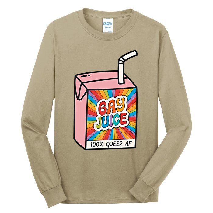 Gay Juice 100% Queer AF Queer Pride Awareness Queer Future Pride Month Tall Long Sleeve T-Shirt