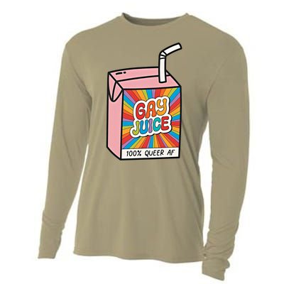 Gay Juice 100% Queer AF Queer Pride Awareness Queer Future Pride Month Cooling Performance Long Sleeve Crew