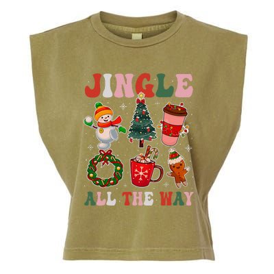 Groovy Jingle All The Way Christmas Family Pajama Garment-Dyed Women's Muscle Tee