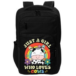 Groovy Just A Girl Who Loves Cows Rainbow Cow Lovers Impact Tech Backpack