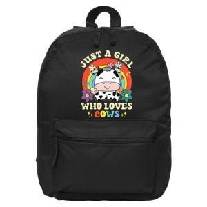 Groovy Just A Girl Who Loves Cows Rainbow Cow Lovers 16 in Basic Backpack