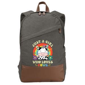 Groovy Just A Girl Who Loves Cows Rainbow Cow Lovers Cotton Canvas Backpack