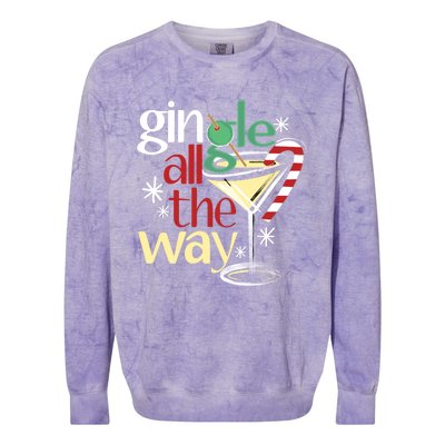 Gingle Jingle All The Way Gin Christmas Martini Gift Colorblast Crewneck Sweatshirt