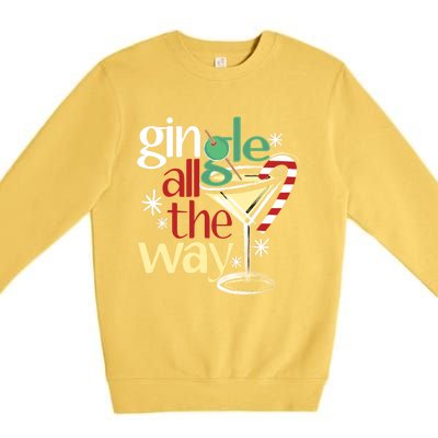 Gingle Jingle All The Way Gin Christmas Martini Gift Premium Crewneck Sweatshirt