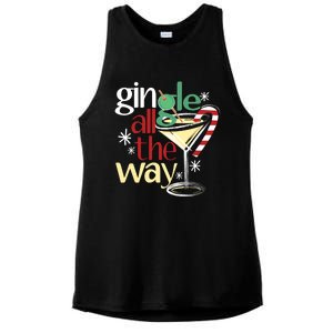 Gingle Jingle All The Way Gin Christmas Martini Gift Ladies PosiCharge Tri-Blend Wicking Tank