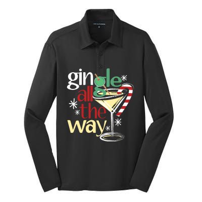 Gingle Jingle All The Way Gin Christmas Martini Gift Silk Touch Performance Long Sleeve Polo