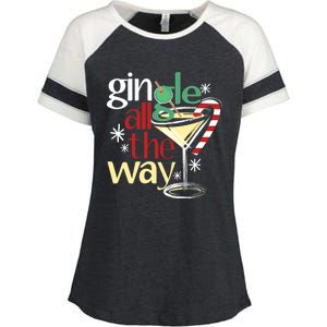 Gingle Jingle All The Way Gin Christmas Martini Gift Enza Ladies Jersey Colorblock Tee