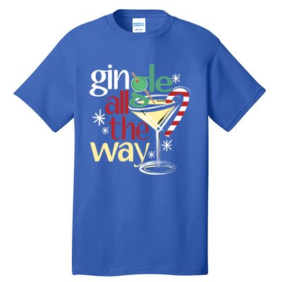 Gingle Jingle All The Way Gin Christmas Martini Gift Tall T-Shirt