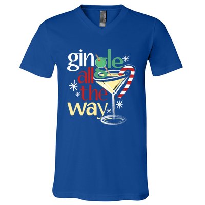 Gingle Jingle All The Way Gin Christmas Martini Gift V-Neck T-Shirt