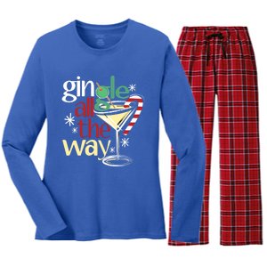 Gingle Jingle All The Way Gin Christmas Martini Gift Women's Long Sleeve Flannel Pajama Set 