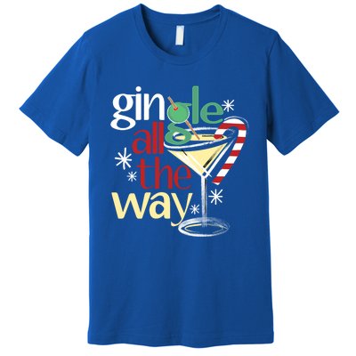 Gingle Jingle All The Way Gin Christmas Martini Gift Premium T-Shirt