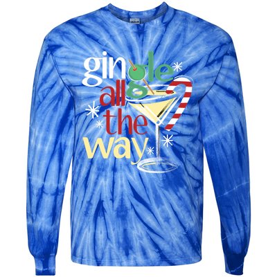 Gingle Jingle All The Way Gin Christmas Martini Gift Tie-Dye Long Sleeve Shirt