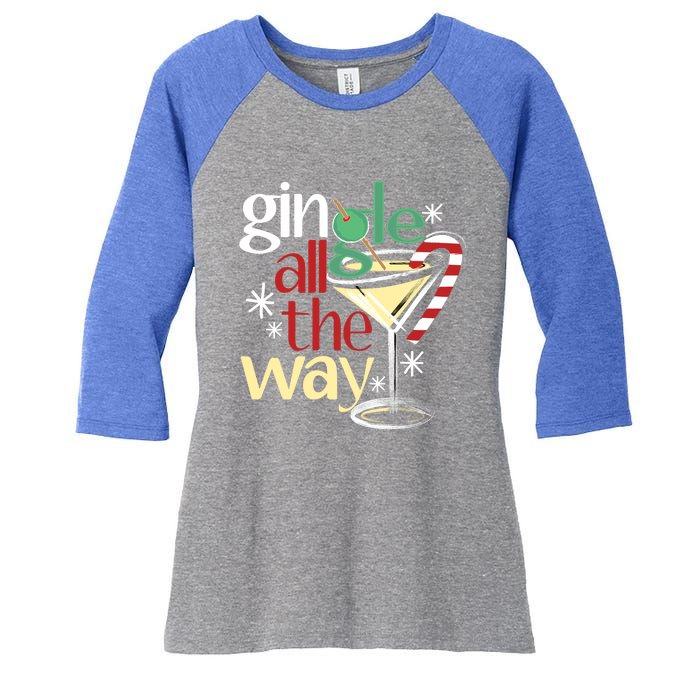 Gingle Jingle All The Way Gin Christmas Martini Gift Women's Tri-Blend 3/4-Sleeve Raglan Shirt