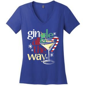 Gingle Jingle All The Way Gin Christmas Martini Gift Women's V-Neck T-Shirt