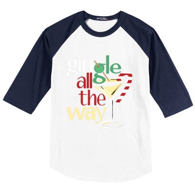 Gingle Jingle All The Way Gin Christmas Martini Gift Baseball Sleeve Shirt