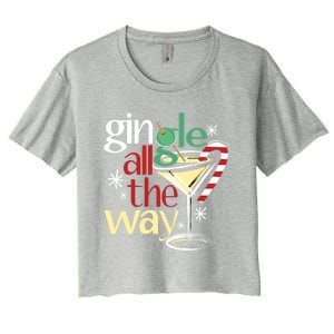 Gingle Jingle All The Way Gin Christmas Martini Gift Women's Crop Top Tee