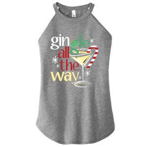 Gingle Jingle All The Way Gin Christmas Martini Gift Women's Perfect Tri Rocker Tank