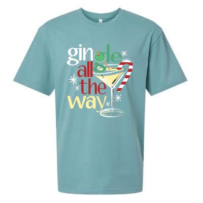 Gingle Jingle All The Way Gin Christmas Martini Gift Sueded Cloud Jersey T-Shirt