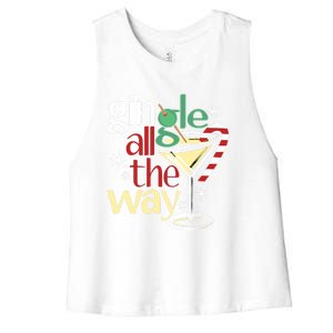 Gingle Jingle All The Way Gin Christmas Martini Gift Women's Racerback Cropped Tank