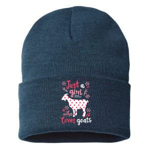 Goat Just A Girl Goats Gift Sustainable Knit Beanie