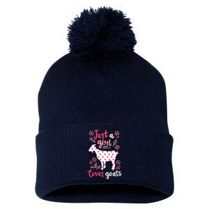 Goat Just A Girl Goats Gift Pom Pom 12in Knit Beanie