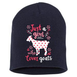 Goat Just A Girl Goats Gift Short Acrylic Beanie