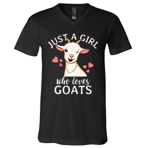 Goat Just A Who Loves Goats Farmer Goat Mom V-Neck T-Shirt