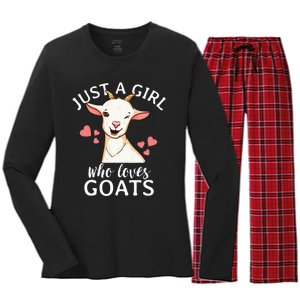 Goat Just A Who Loves Goats Farmer Goat Mom Women's Long Sleeve Flannel Pajama Set 