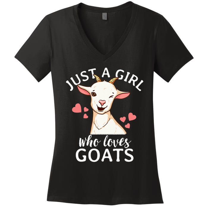 Goat Just A Who Loves Goats Farmer Goat Mom Women's V-Neck T-Shirt