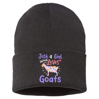 Goat Just A Girl Who Loves Goats Gift For Goat Lovers Sustainable Knit Beanie