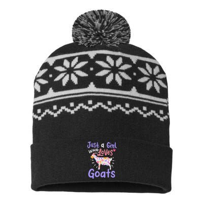 Goat Just A Girl Who Loves Goats Gift For Goat Lovers USA-Made Snowflake Beanie