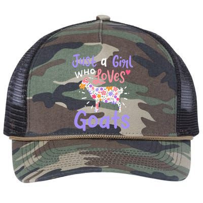 Goat Just A Girl Who Loves Goats Gift For Goat Lovers Retro Rope Trucker Hat Cap