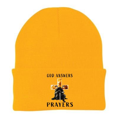 God Jesus Answers Prayers Warrior Christian Lion Graphic Knit Cap Winter Beanie