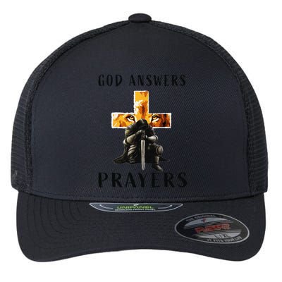 God Jesus Answers Prayers Warrior Christian Lion Graphic Flexfit Unipanel Trucker Cap