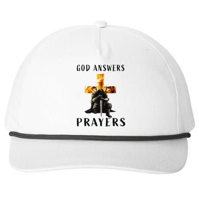 God Jesus Answers Prayers Warrior Christian Lion Graphic Snapback Five-Panel Rope Hat