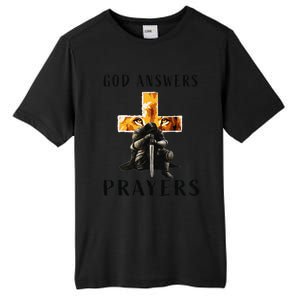 God Jesus Answers Prayers Warrior Christian Lion Graphic Tall Fusion ChromaSoft Performance T-Shirt