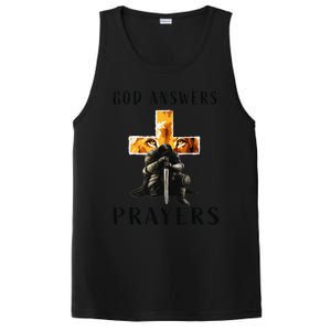 God Jesus Answers Prayers Warrior Christian Lion Graphic PosiCharge Competitor Tank