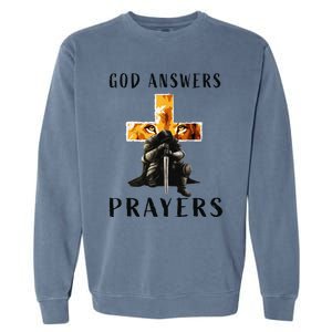 God Jesus Answers Prayers Warrior Christian Lion Graphic Garment-Dyed Sweatshirt