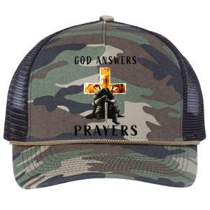 God Jesus Answers Prayers Warrior Christian Lion Graphic Retro Rope Trucker Hat Cap