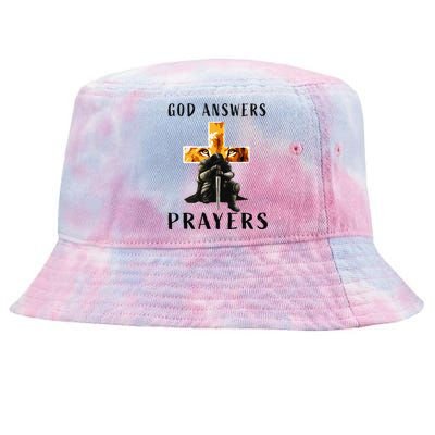 God Jesus Answers Prayers Warrior Christian Lion Graphic Tie-Dyed Bucket Hat