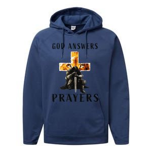 God Jesus Answers Prayers Warrior Christian Lion Graphic Performance Fleece Hoodie