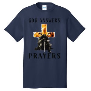 God Jesus Answers Prayers Warrior Christian Lion Graphic Tall T-Shirt