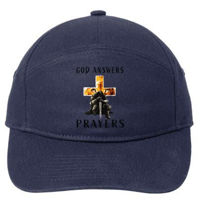 God Jesus Answers Prayers Warrior Christian Lion Graphic 7-Panel Snapback Hat