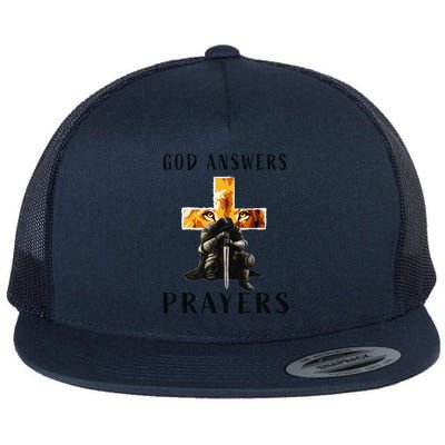 God Jesus Answers Prayers Warrior Christian Lion Graphic Flat Bill Trucker Hat