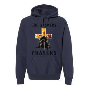 God Jesus Answers Prayers Warrior Christian Lion Graphic Premium Hoodie