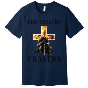 God Jesus Answers Prayers Warrior Christian Lion Graphic Premium T-Shirt