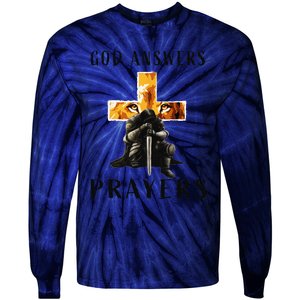 God Jesus Answers Prayers Warrior Christian Lion Graphic Tie-Dye Long Sleeve Shirt