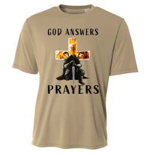 God Jesus Answers Prayers Warrior Christian Lion Graphic Cooling Performance Crew T-Shirt