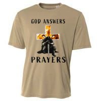 God Jesus Answers Prayers Warrior Christian Lion Graphic Cooling Performance Crew T-Shirt