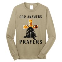 God Jesus Answers Prayers Warrior Christian Lion Graphic Long Sleeve Shirt